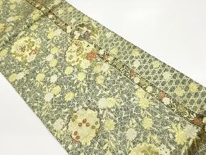 雪輪に蝶・花々模様織出し袋帯